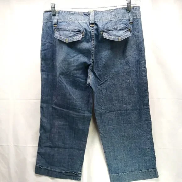 Nautica Stretch Denim Capri. Trouser Style with Cuff Hem. Woman's 12. Blue...... - Picture 2 of 8